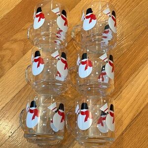 Set of six Snowman Glass Mugs